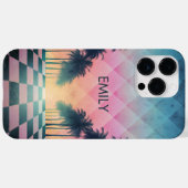 Custom Name Retro Synthwave Sunset Palm Trees Case-Mate iPhone Case (Achterkant (horizontaal))