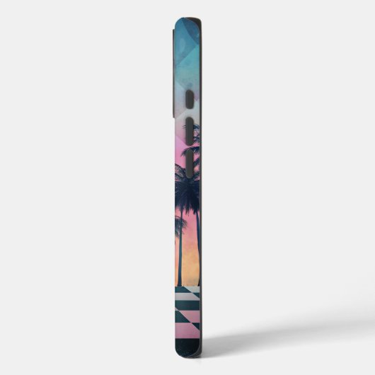 Custom Name Retro Synthwave Sunset Palm Trees Case-Mate iPhone Case (Achterkant / Links)