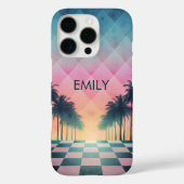 Custom Name Retro Synthwave Sunset Palm Trees Case-Mate iPhone Case (Achterkant)