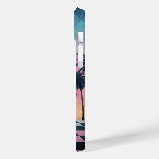 Custom Name Retro Synthwave Sunset Palm Trees Case-Mate iPhone Case (Achterkant / Links)