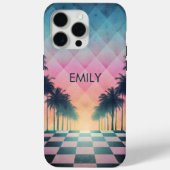 Custom Name Retro Synthwave Sunset Palm Trees Case-Mate iPhone Case (Achterkant)
