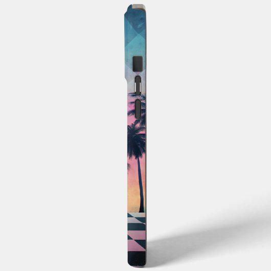 Custom Name Retro Synthwave Sunset Palm Trees Case-Mate iPhone Case (Achterkant / Links)