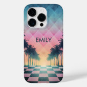 Custom Name Retro Synthwave Sunset Palm Trees Case-Mate iPhone Case (Achterkant)