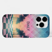 Custom Name Retro Synthwave Sunset Palm Trees Case-Mate iPhone Case (Achterkant (horizontaal))