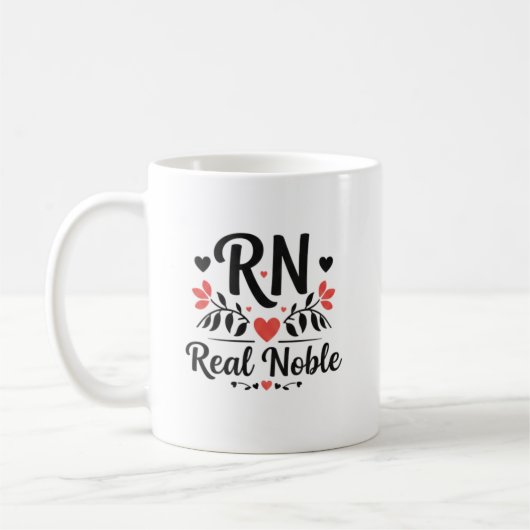 Custom Name RN Real Noble Floral Gift Koffiemok (Links)