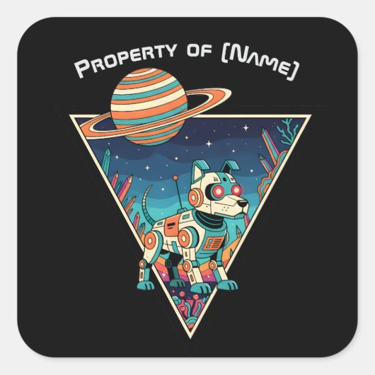 Custom Name Robot Dog - Space Cadet Sticker (Voorkant)