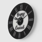 “Custom Name Roman Numeral – Modern Black Grote Klok (Hoek)