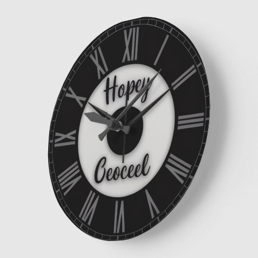 “Custom Name Roman Numeral – Modern Black Grote Klok (Hoek)