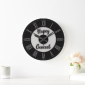 “Custom Name Roman Numeral – Modern Black Grote Klok (Huis)