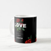 Custom Name Romantic Floral Gift for Valentine Koffiemok (Voorkant links)
