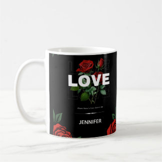 Custom Name Romantic Floral Gift for Valentine Koffiemok