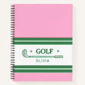 Custom Name Roze en Groene golf liefhebber Notitieboek (Voorkant)