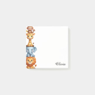 Custom Name Safari Animals Personalized Jungle Post-it® Notes