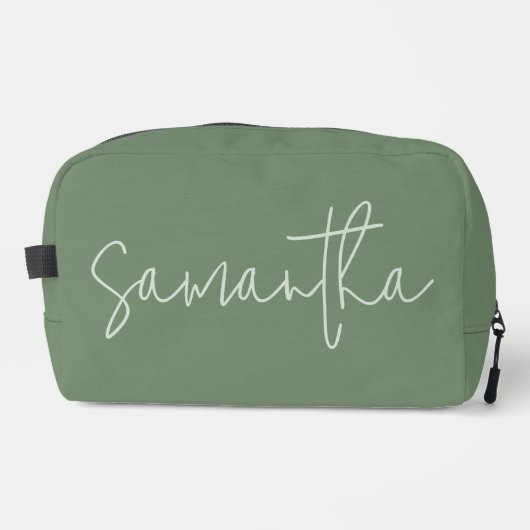 Custom Name Sage Cosmetic Bag for Bridesmaid & Her Toilettasje (Voorkant)