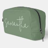 Custom Name Sage Cosmetic Bag for Bridesmaid & Her Toilettasje (Rechterhoek)