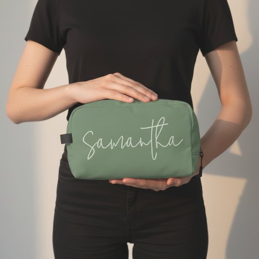 Custom Name Sage Cosmetic Bag for Bridesmaid & Her Toilettasje