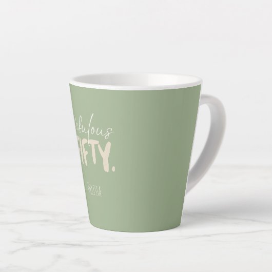 Custom Name - Sage Green Beige Fifty Latte Mug Mok (Rechterhoek)