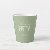 Custom Name - Sage Green Beige Fifty Latte Mug Mok (Voorkant)
