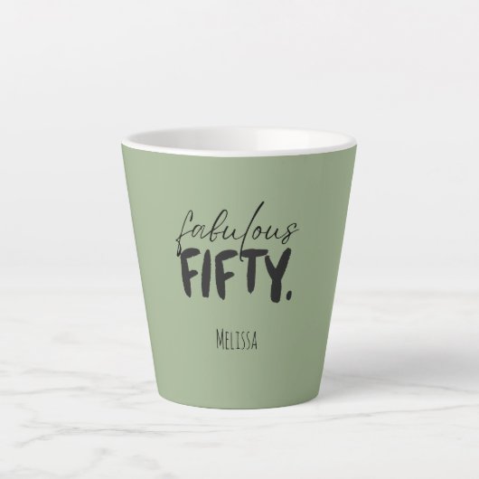Custom Name - Sage Green Fabulous Fifty Latte Mug Latte Mok (Voorkant)
