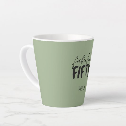 Custom Name - Sage Green Fabulous Fifty Latte Mug Mok (Linkerhoek)