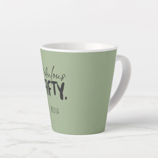 Custom Name - Sage Green Fabulous Fifty Latte Mug Mok (Rechterhoek)
