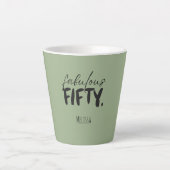 Custom Name - Sage Green Fabulous Fifty Latte Mug Mok (Voorkant)