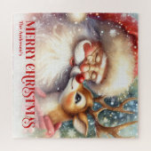 Custom Name Santa Rudolph Christmas Jigsaw Kids Legpuzzel (Horizontaal)