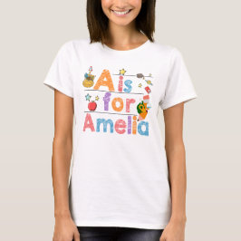 Custom Name School PNG, a is voor amelia svg, Kind T-shirt