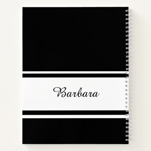 Custom Name Script Zwart/Wit Kantoor Gift Journal Notitieboek (Achterkant)