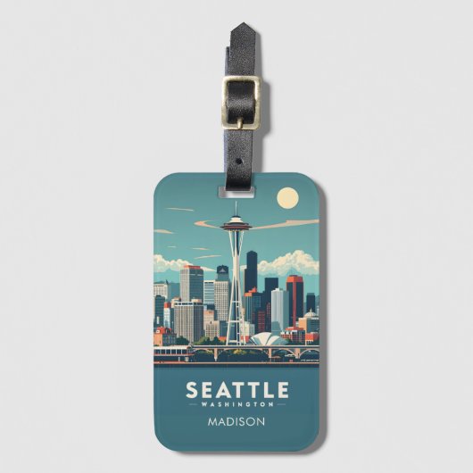 Custom Name Seattle Washington Bagagelabel (Voorkant (verticaal))