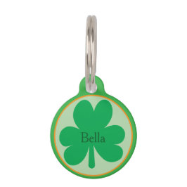 Custom Name, Shamrock Round Pet, Dog ID Tag Huisdierpenning