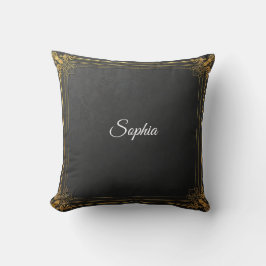 Custom Name Sierkussen – Elegant Zwart & Goud PE