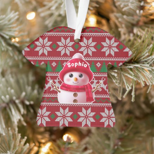 Custom Name Snowman Christmas Shirt Ornament (Boom)