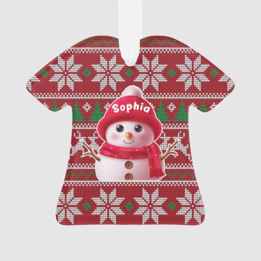 Custom Name Snowman Christmas Shirt Ornament (achterkant)