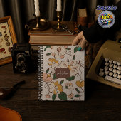 Custom Name Soft Pastel Floral Garden Name Label Notitieboek