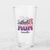 Custom Name Softball Mom | Pink and Gold Polka Dot Glas (Achterkant)