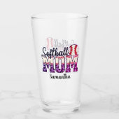 Custom Name Softball Mom | Pink and Gold Polka Dot Glas (Voorkant)