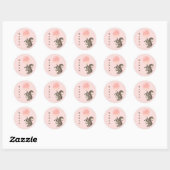 Custom Name Squirrel with Pink Balloon Ronde Sticker (Vel)