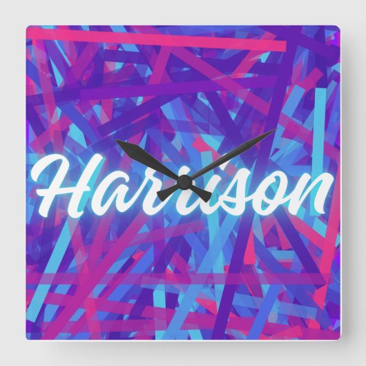 Custom Name Sticker – Harrison – Personalized Labe Vierkante Klok (Voorkant)