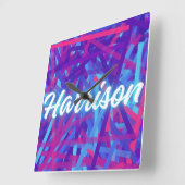 Custom Name Sticker – Harrison – Personalized Labe Vierkante Klok (Hoek)