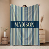 Custom Name Stripes Blanket Baby Shower Gift Fleece Deken