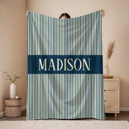 Custom Name Stripes Blanket Baby Shower Gift Fleece Deken