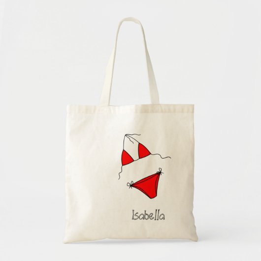 Custom Name Summer Beach Bag Minimal Line Art Tote Bag (Voorkant)