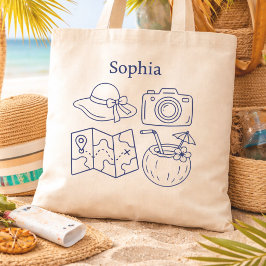 Custom Name Summer Vacation Canvas Bag Tote Bag