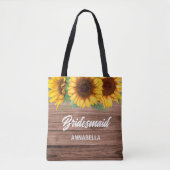 Custom Name Sunflower Bridesmaid Tote Bag (Voorkant)