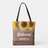 Custom Name Sunflower Bridesmaid Tote Bag (Achterkant)
