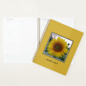 Custom Name Sunflower Metallic Gold Daily Planner (Display)
