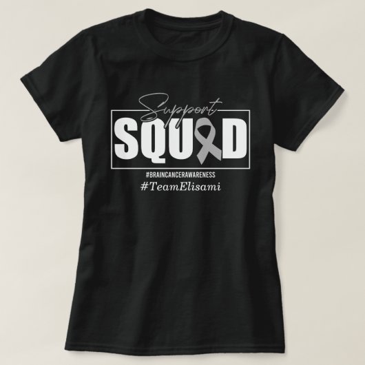 Custom Name Support Squad Hersenkanker Bewustzijn T-shirt (Design voorkant)
