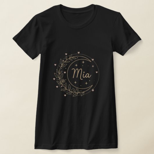 Custom Name T-Shirt - Elegant Mia Crescent Moon (Laagn)