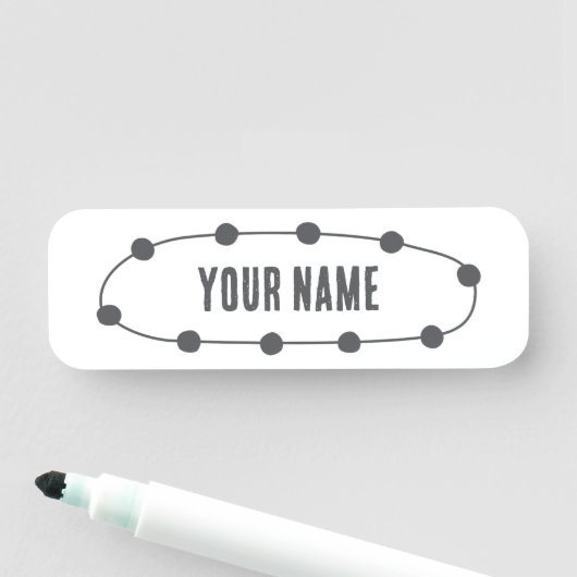 Custom Name Tag – Dotted Oval (In situ)